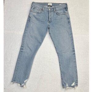 Citizens of Humanity Emerson Jeans Distressed Button Fly Crop Straight Leg Sz 28
